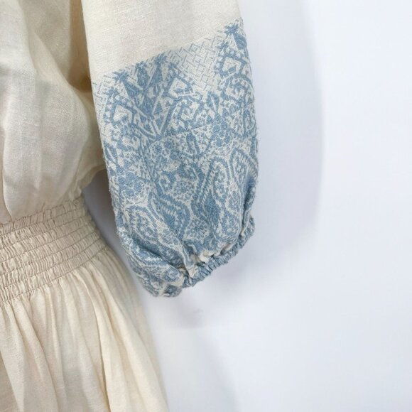 Zimmermann Helm Split Neck Jacquard Fringe Tassel Linen Lace Mini Dress - Picture 11 of 12